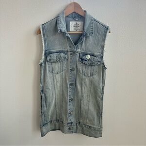 Cheap Monday Denim Vest XS Blue Denim Button Up Rocker Grunge Punk